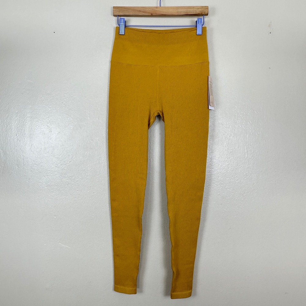 Spiritual‎ Gangster Women's XS/S Love Sculpt Legging Gold Ribbed Seamless NEW